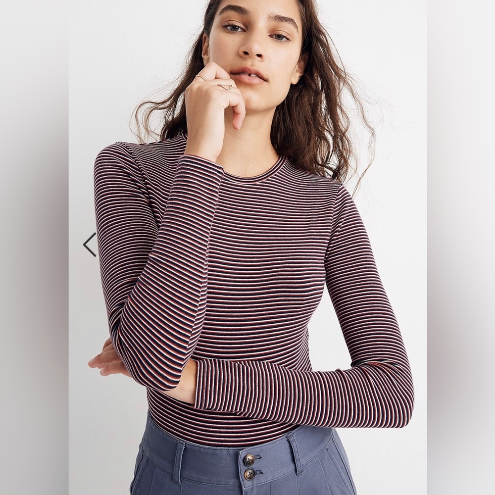 Madewell Crewneck Long-Sleeve Bodysuit in Stripe